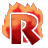This animated gif shows the letter r, with flames behind it and the letter semi-transparent so you can see the fire through it