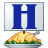 This animated GIF shows a thanksgiving turkey, with a blue spinning letter h on a card above it