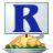 This animated GIF shows a thanksgiving turkey, with a blue spinning letter r on a card above it