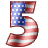 This animated gif is the number 5 , with the USA's flag as its background. The flag is waving, but the number remains still