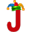 This animated gif is the letter j with a jesters hat on, swaying from side to side