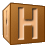 This animated GIF is a brown children's building block spinning, with the letter h on it