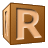 This animated GIF is a brown children's building block spinning, with the letter r on it