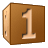 This animated GIF is a brown children's building block spinning, with the number 1 on it