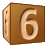This animated GIF is a brown children's building block spinning, with the number 6 on it