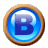 This animated GIF shows a gold spinning ring moving around a blue circle, which has the letter b inside it