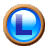 This animated GIF shows a gold spinning ring moving around a blue circle, which has the letter l inside it