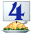 This animated GIF shows a thanksgiving turkey, with a blue spinning number 4 on a card above it