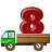 This animated GIF is a flatbed truck with the number 8 bouncing on top of it