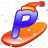 This animated GIF is the letter p going down a slope on a snowboard. It is also wearing a yellow and red hat