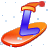This animated GIF is the letter l going down a slope on a snowboard. It is also wearing a yellow and red hat