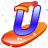 This animated GIF is the letter d going down a slope on a snowboard. It is also wearing a yellow and red hat