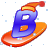 This animated GIF is the letter b going down a slope on a snowboard. It is also wearing a yellow and red hat