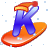 This animated GIF is the letter k going down a slope on a snowboard. It is also wearing a yellow and red hat