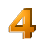 This gif image shows the number 4 bouncing up and down. It is a gold color