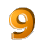 This gif image shows the number 9 bouncing up and down. It is a gold color