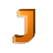 This gif image shows the letter J bouncing up and down. It is a gold color