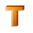 This gif image shows the letter T bouncing up and down. It is a gold color