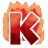 This animated gif shows the letter k, with flames behind it and the letter semi-transparent so you can see the fire through it