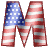 This animated gif is the letter m , with the USA's flag as its background. The flag is waving, but the number remains still