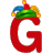 This animated gif is the letter g with a jesters hat on, swaying from side to side