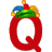 This animated gif is the letter q with a jesters hat on, swaying from side to side