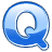This animated gif shows the letter q in blue, with liquid swishing around inside it