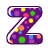 This animated gif is a purple letter z in a Psychedelic style - with lots of flashing colors