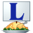 This animated GIF shows a thanksgiving turkey, with a blue spinning letter l on a card above it