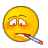   smilie smilies animations face faces smoking smoke cigarette thinking worried worry Animations Mini Smilies emoticon 