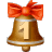 This gif animation shows a bell with a red bow on the top. It has the number 1 inside