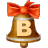 This gif animation shows a bell with a red bow on the top. It has the letter B inside