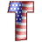 This animated gif is the letter t , with the USA's flag as its background. The flag is waving, but the number remains still