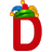 This animated gif is the letter d with a jesters hat on, swaying from side to side