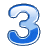 This animated gif shows the number 3 in blue, with liquid swishing around inside it