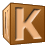 This animated GIF is a brown children's building block spinning, with the letter k on it