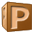 This animated GIF is a brown children's building block spinning, with the letter p on it