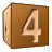 This animated GIF is a brown children's building block spinning, with the number 4 on it