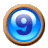 This animated GIF shows a gold spinning ring moving around a blue circle, which has the number 9 inside it