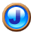 This animated GIF shows a gold spinning ring moving around a blue circle, which has the letter j inside it