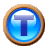 This animated GIF shows a gold spinning ring moving around a blue circle, which has the letter t inside it