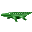 An animated green crocodile or aligator