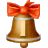 This gif animation shows a bell with a red bow on the top. It has the letter I inside