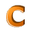 This gif image shows the letter C bouncing up and down. It is a gold color
