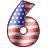 This animated gif is the number 6 , with the USA's flag as its background. The flag is waving, but the number remains still