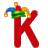 This animated gif is the letter k with a jesters hat on, swaying from side to side