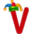 This animated gif is the letter v with a jesters hat on, swaying from side to side