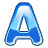 This animated gif shows the letter a in blue, with liquid swishing around inside it