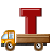 This animated GIF is a flatbed truck with the letter t bouncing on top of it