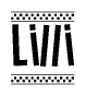 The clipart image displays the text Lilli in a bold, stylized font. It is enclosed in a rectangular border with a checkerboard pattern running below and above the text, similar to a finish line in racing. 